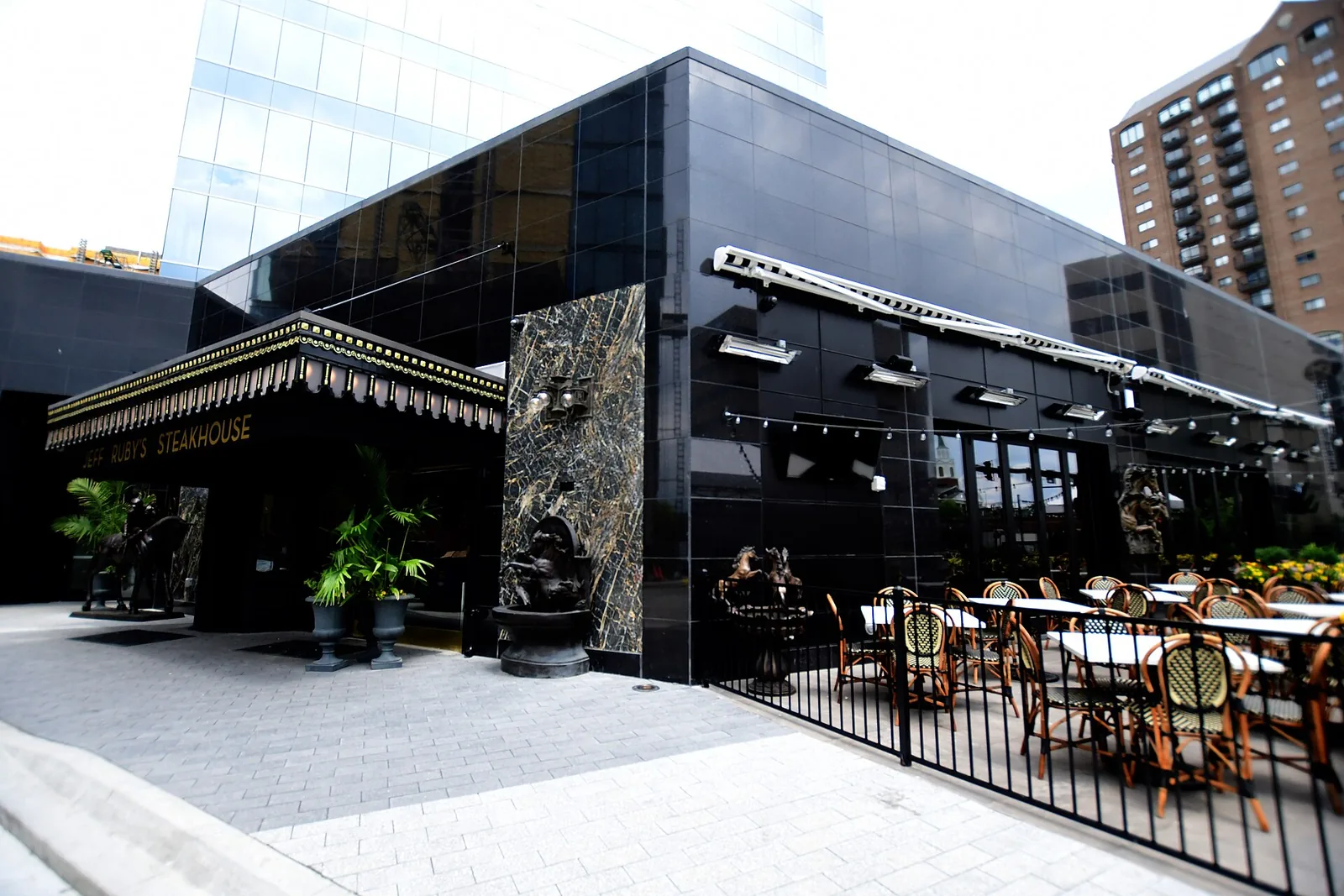 The entrance and patio of Jeff Ruby's Steakhouse at the corner of Limestone and Vine Street in downtown Lexington