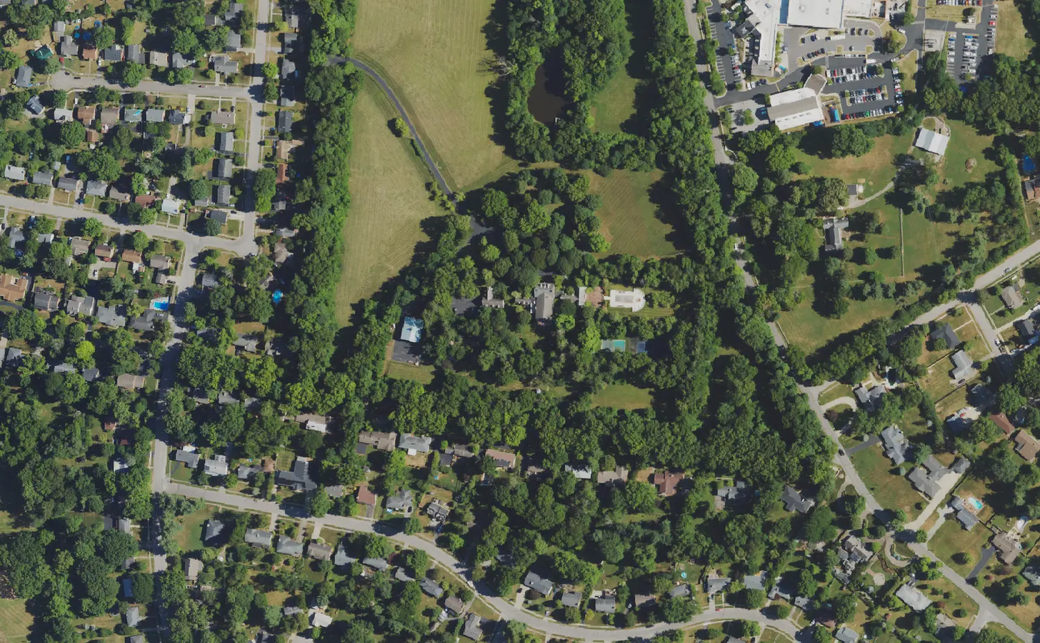 Mason Headley Road and the surrounding neighborhood in southwest Lexington, the street where Carver STEM Academy now has its address, seen from the air