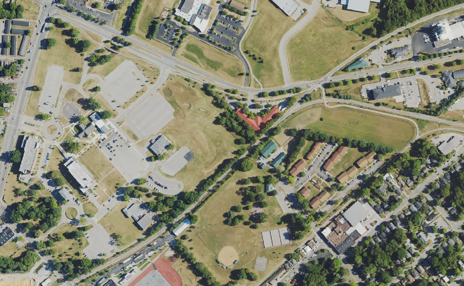 Bluegrass Community and Technical College's Newtown Pike campus in Lexington, home of Opportunity Middle College, seen from the air